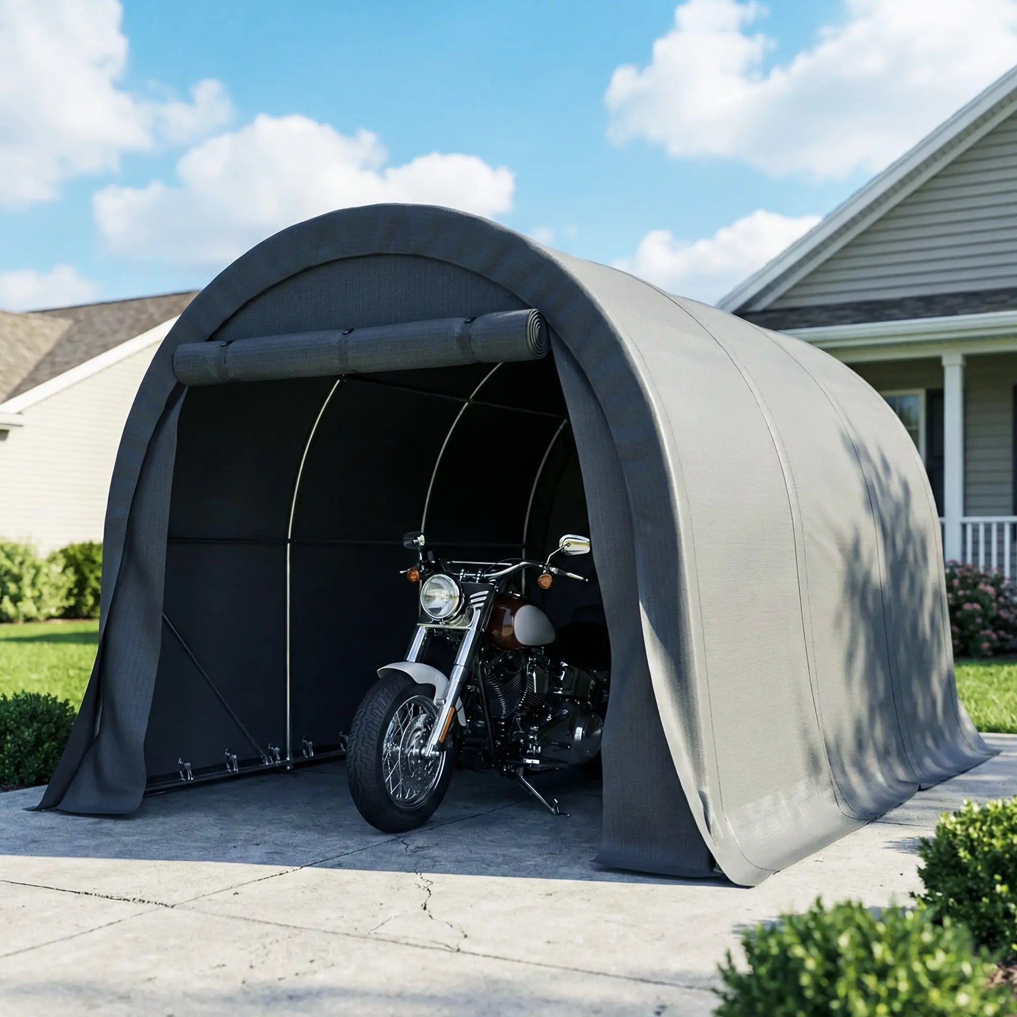 10' x 15' Heavy Duty Carport, Portable Garage Canopy, Dark Grey Car Shelters at Gallery Canada