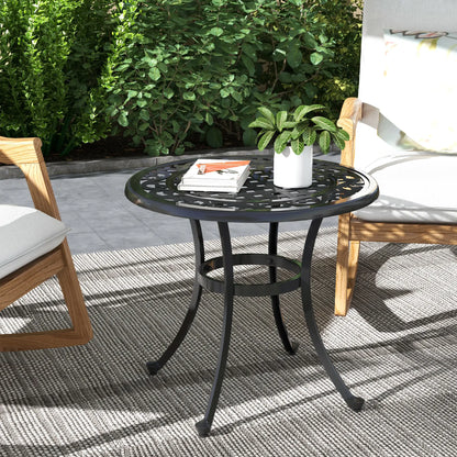 Round Patio Table, Adjustable Feet, Cast Aluminium Frame, Black Patio Side Tables at Gallery Canada