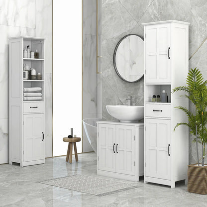 Pedestal Under Sink Cabinet, Bathroom Vanity Storage, Double Doors, Adjustable Shelf, White Bathroom Cabinets at Gallery Canada