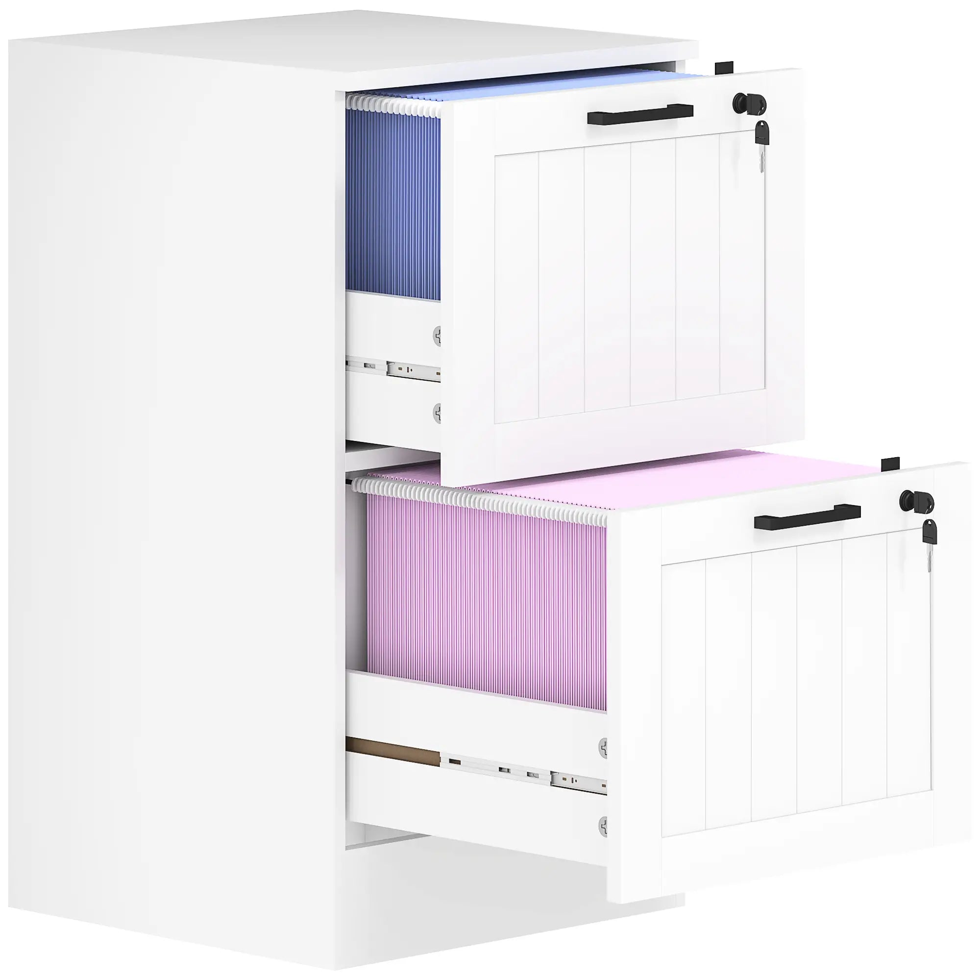 2 Drawer Filing Cabinet with Lock, Office Storage, A4 Letter Size, White Office Cabinets & Cupboards at Gallery Canada