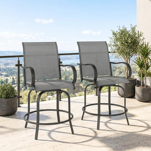Outdoor Bar Stools Set of 2, 360° Swivel, 26.8