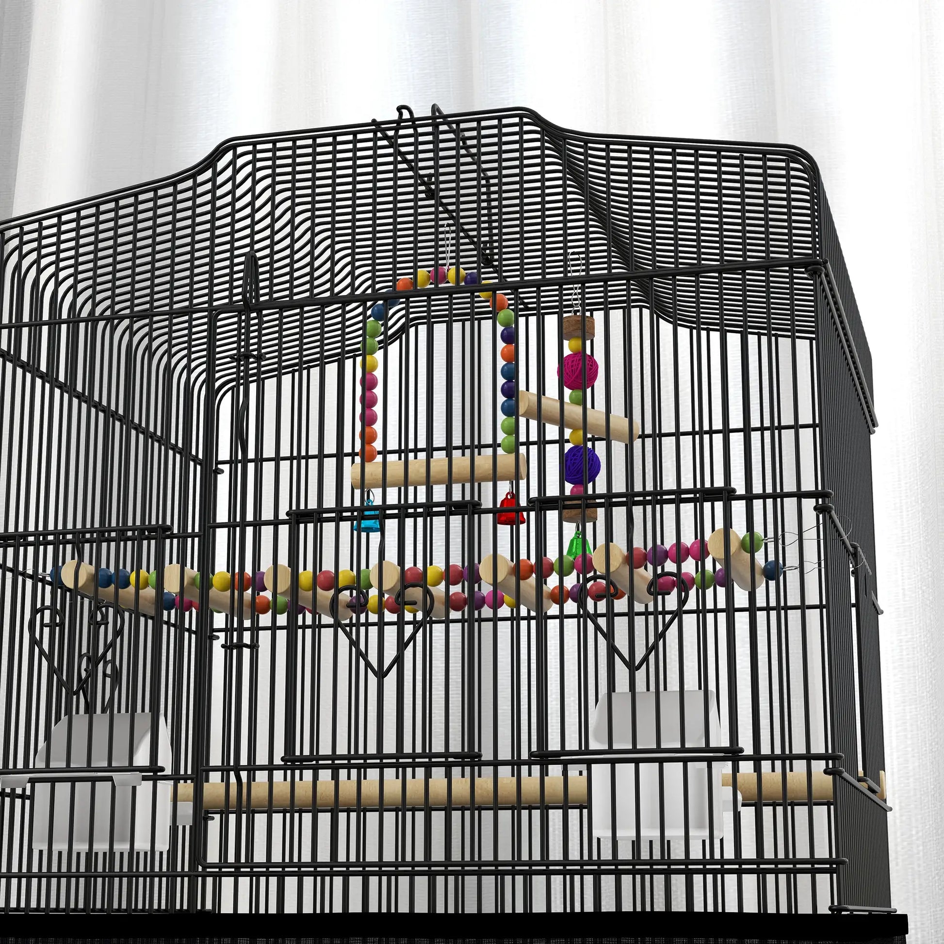 36" Bird Cage with Accessories, Handle, Mesh Cover, Black Bird Cages at Gallery Canada