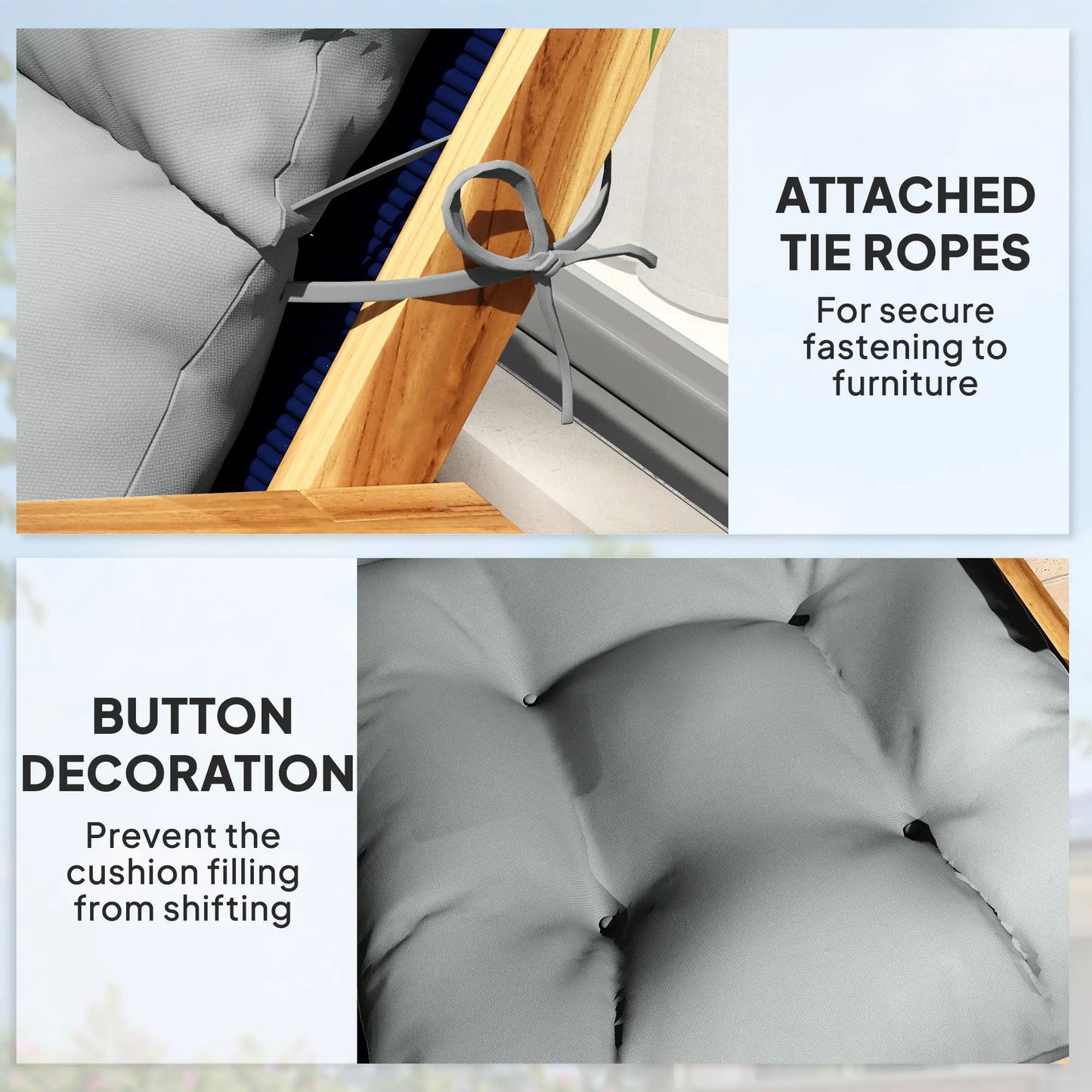 Adirondack Chair Cushion, Tufted with Ties, Non-Slip, Light Grey Patio Chair Cushions at Gallery Canada