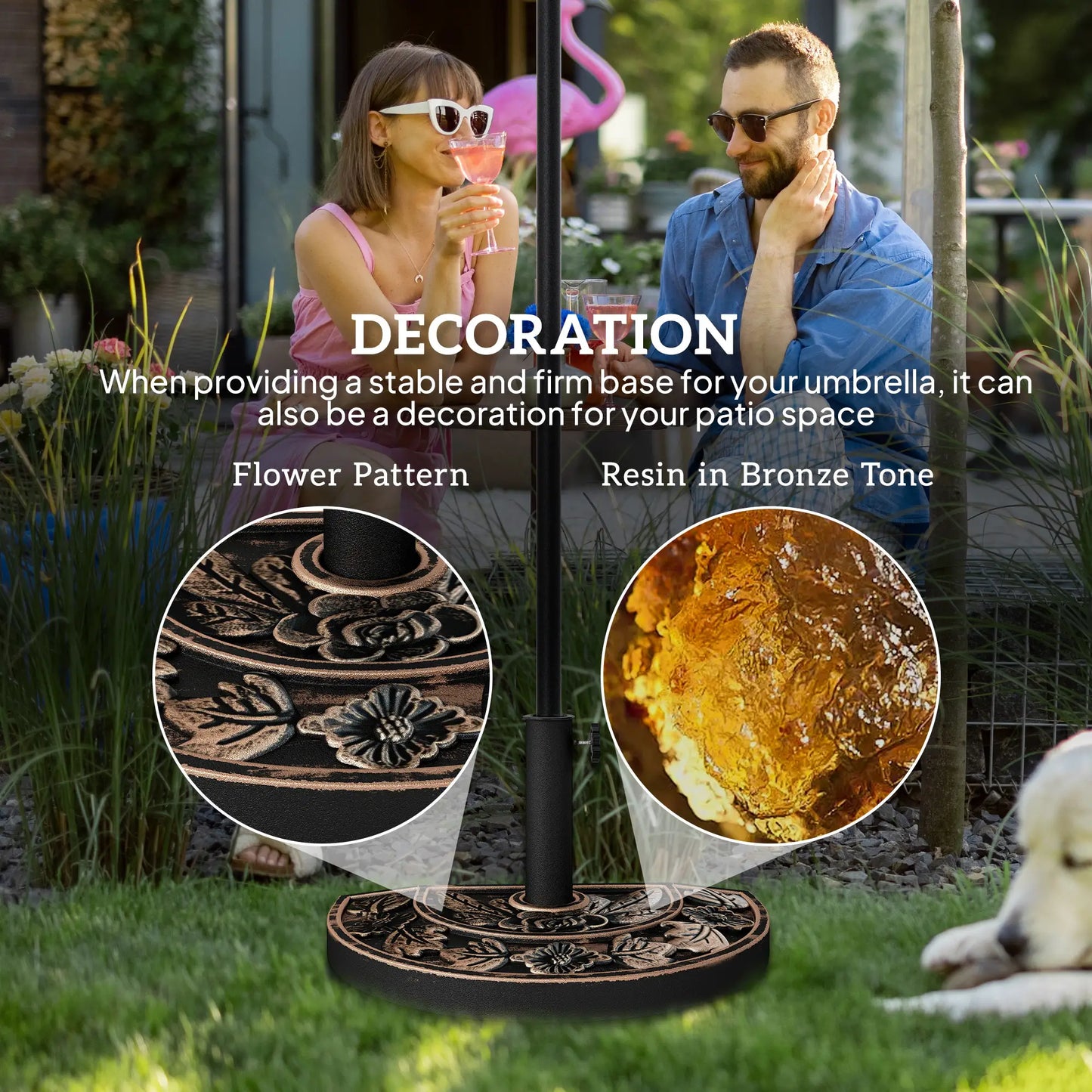 20 lbs Half Round Patio Umbrella Base, 20", Outdoor Resin Stand, Bronze Umbrella Bases at Gallery Canada