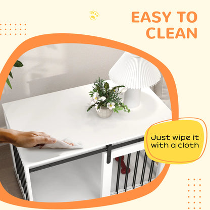 39" Dog Crate Furniture, End Side Table for Large Dogs, White Houses, Kennels & Pens at Gallery Canada