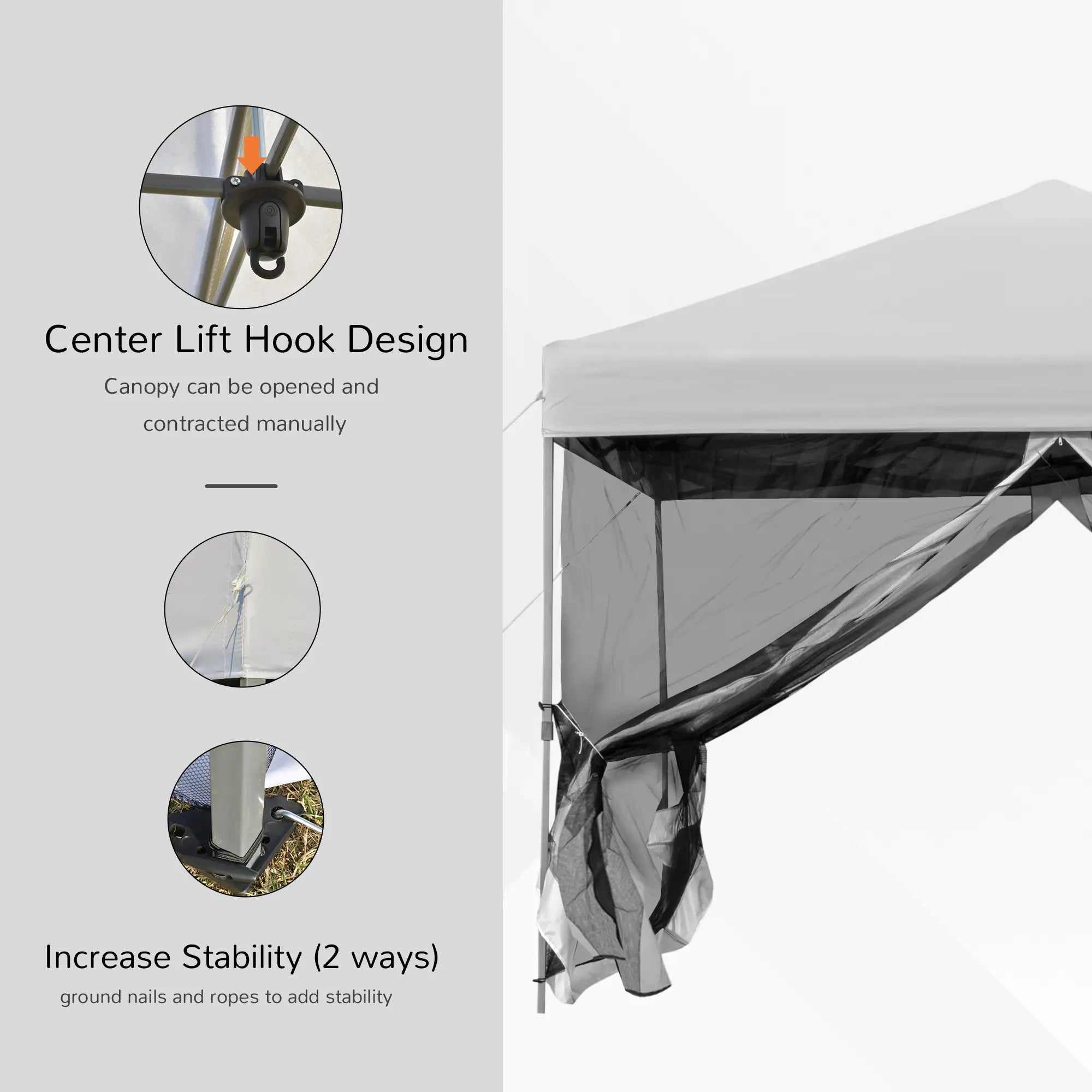 10' x 10' Pop-Up Canopy Tent, 3-Level Adjustable, Silver Pop Up Canopies at Gallery Canada