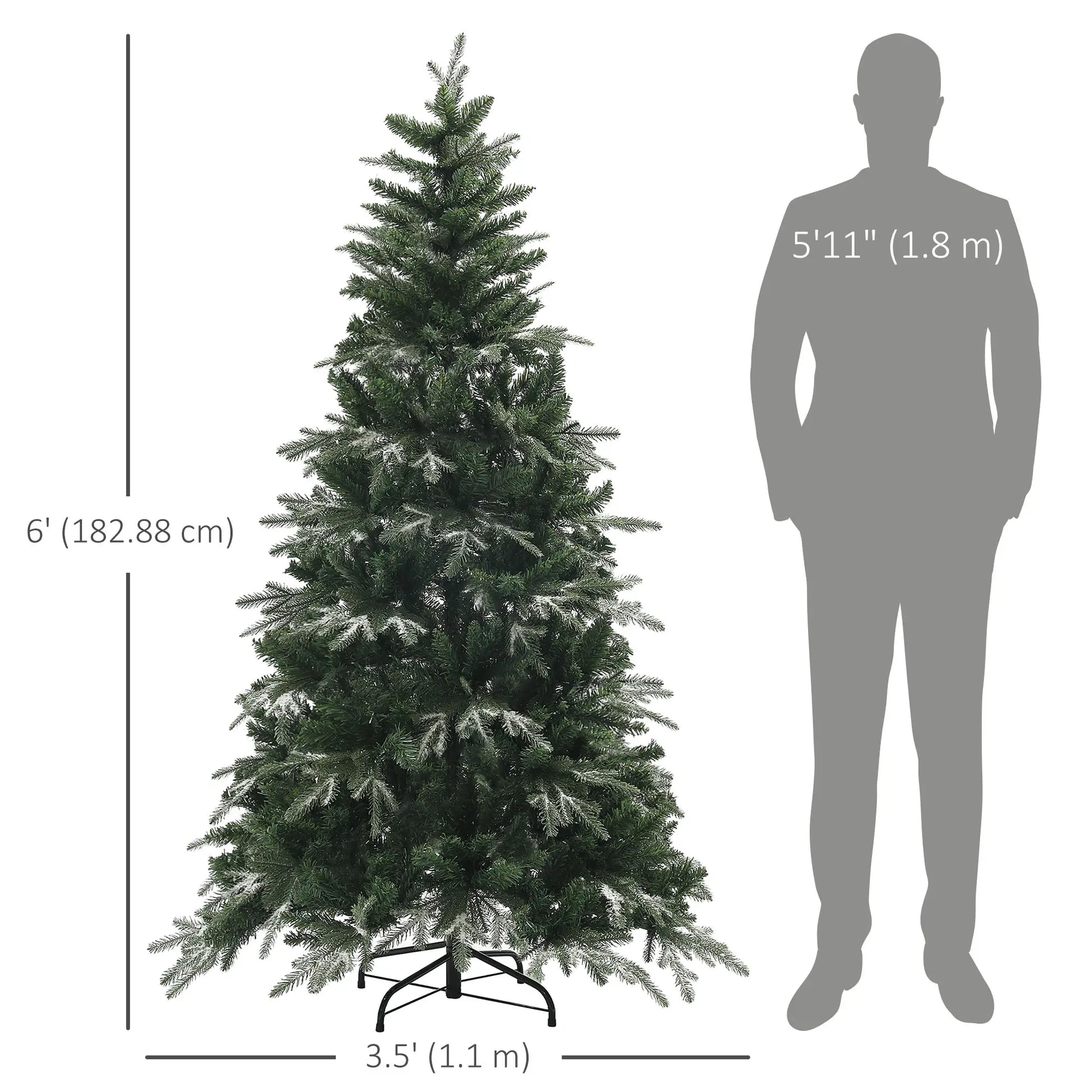 6ft Flocked Artificial Christmas Tree, 850 Branch Tips, Metal Base, Green Flocked Christmas Trees at Gallery Canada