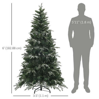 6ft Flocked Artificial Christmas Tree, 850 Branch Tips, Metal Base, Green Flocked Christmas Trees at Gallery Canada