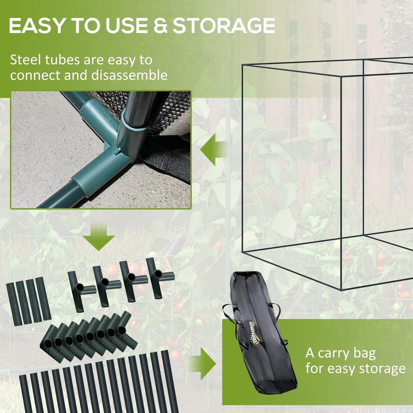 6.5 x 3.3ft Crop Cage, Plant Protector, Zippered Door, Storage Bag, Green Walk In Greenhouses at Gallery Canada