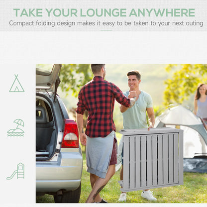 Wooden Folding Chaise Lounge, Outdoor Chair, Adjustable Back, Light Grey Chaise Loungers at Gallery Canada