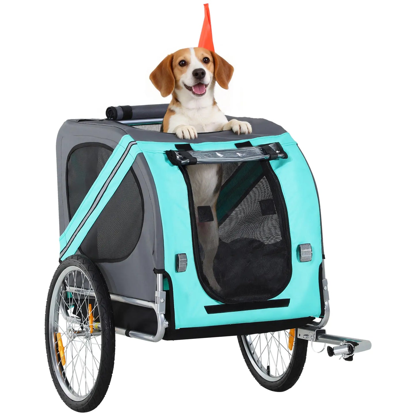 Dog Bike Trailer, Pet Cart, Foldable, Bicycle Wagon, Green Dog Bike Trailers & Strollers Green and Grey at Gallery Canada