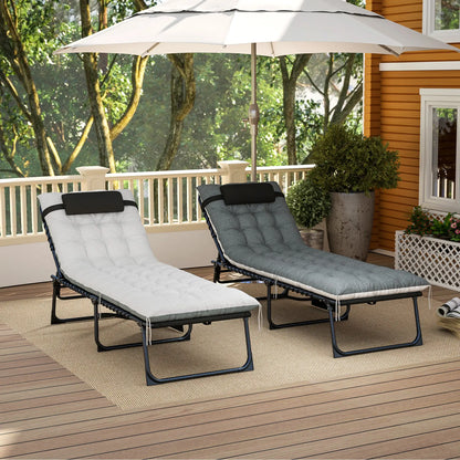 Outdoor Folding Lounge Chair Set, 2 Pack, Black/Grey Lounger Chairs at Gallery Canada