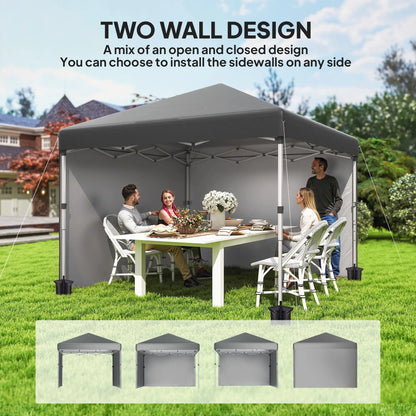 10' x 10' Pop Up Canopy With Sidewalls, Roller Bag, Height Adjustable, Grey Pop Up Canopies at Gallery Canada