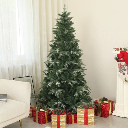 6ft Flocked Artificial Christmas Tree, 850 Branch Tips, Metal Base, Green Flocked Christmas Trees at Gallery Canada