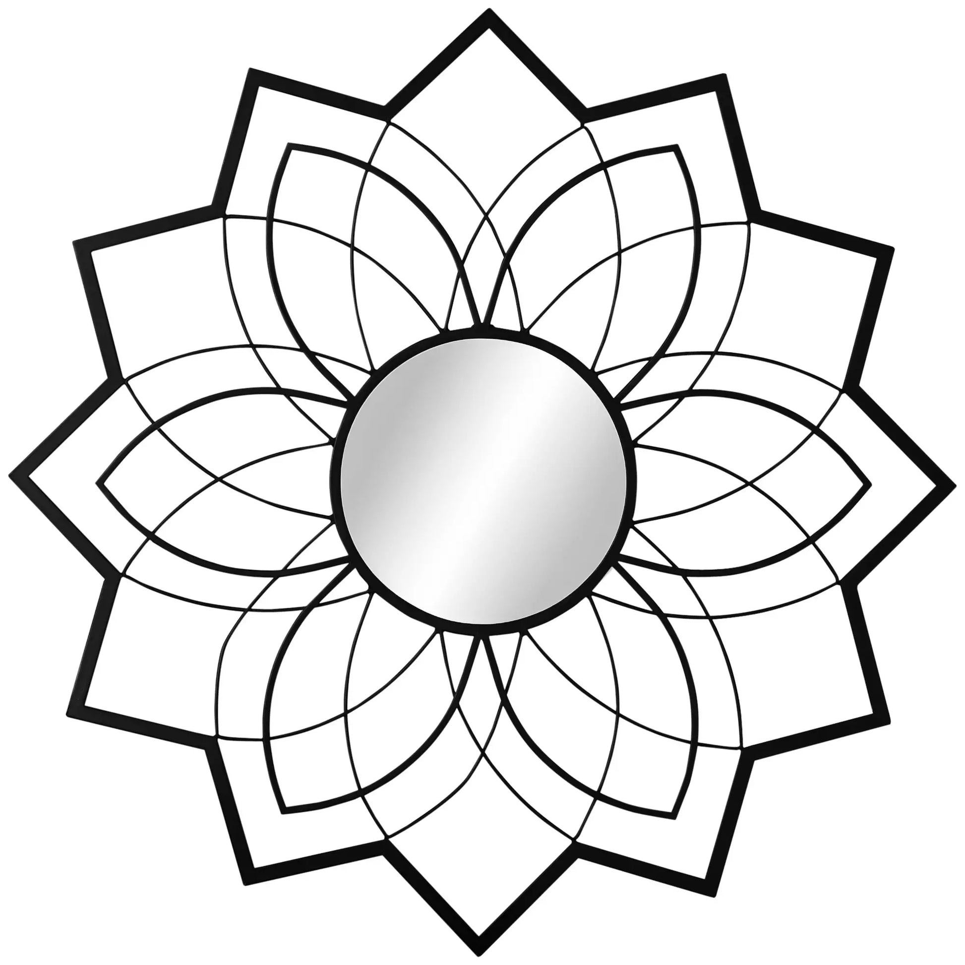 31" x 31" Flower Wall Mirror, Decorative, Living Room, Bedroom, Black Wall Mirrors Black at Gallery Canada