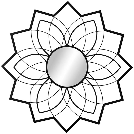 31" x 31" Flower Wall Mirror, Decorative, Living Room, Bedroom, Black Wall Mirrors Black at Gallery Canada