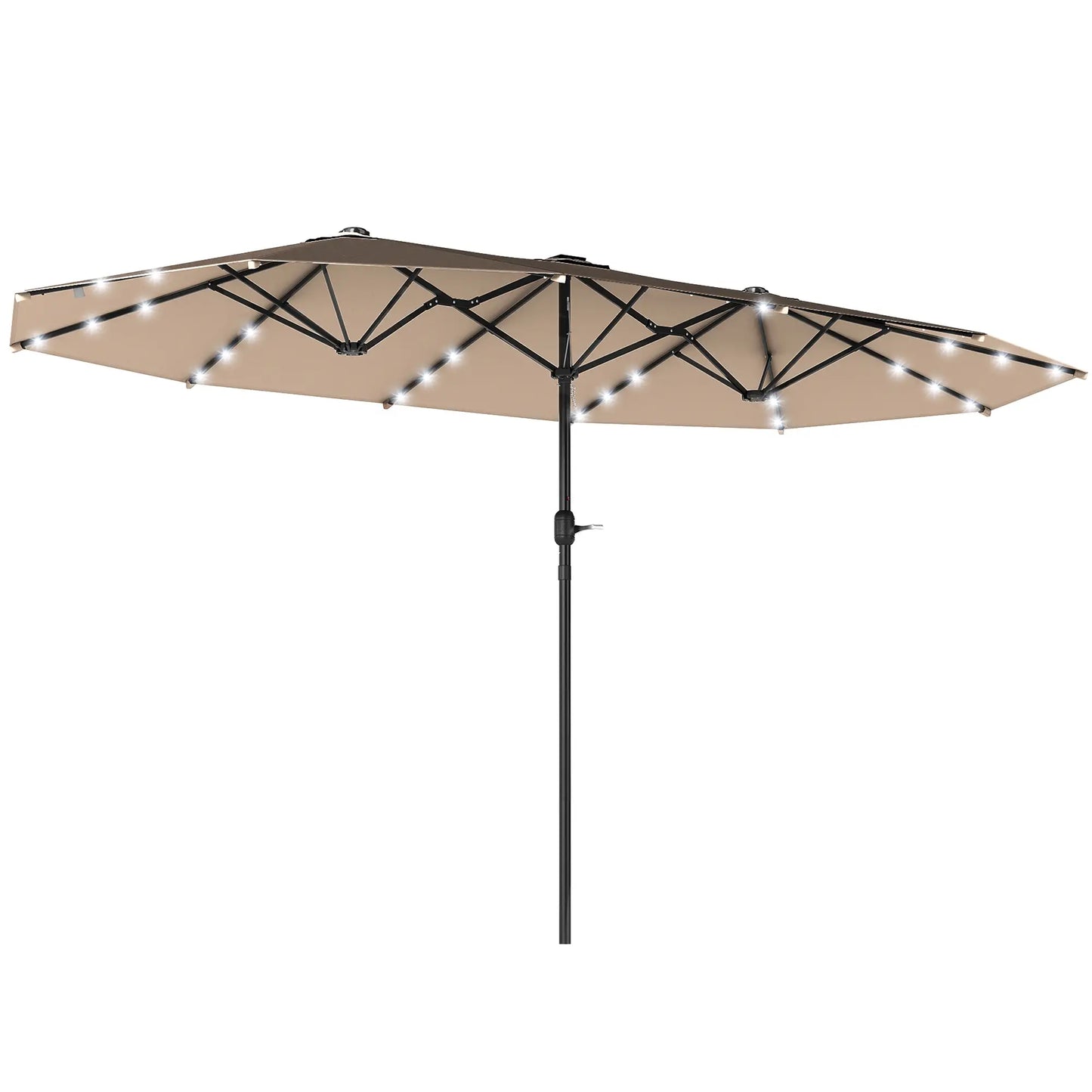 174" Double-Sided Sun Umbrella, Patio Sun Shade, Solar LED Light, Khaki Double-sided Umbrellas at Gallery Canada