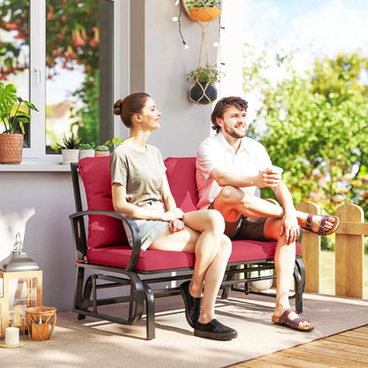 2-Person Outdoor Glider Chair, Steel Frame with Cushions, Red Outdoor Gliders at Gallery Canada
