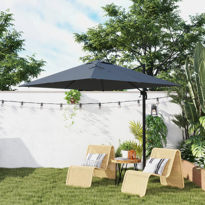 8 FT Aluminum Cantilever Patio Umbrella, 360° Rotation, Dark Grey Offset Cantilever Umbrellas at Gallery Canada