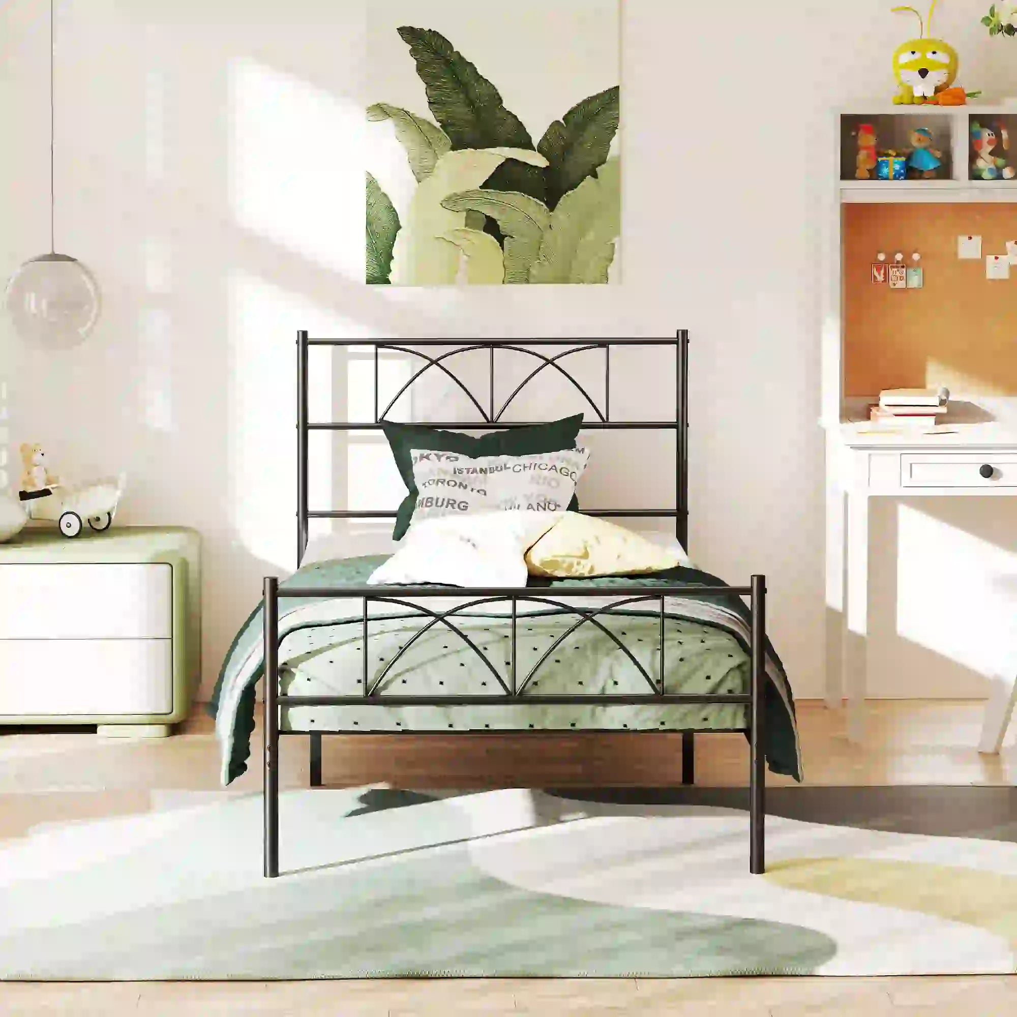 Metal Twin Bed Frame with Headboard, Steel Slat Support, Underbed Storage Bed Frames at Gallery Canada
