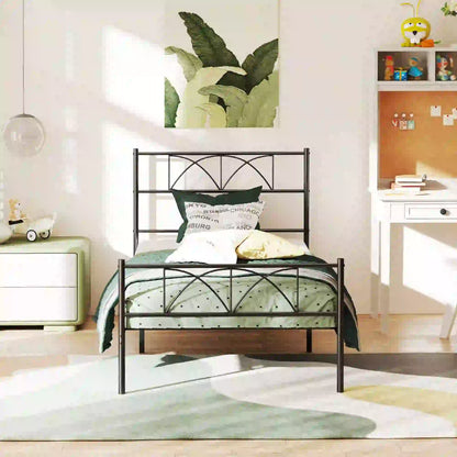 Metal Twin Bed Frame with Headboard, Steel Slat Support, Underbed Storage Bed Frames at Gallery Canada