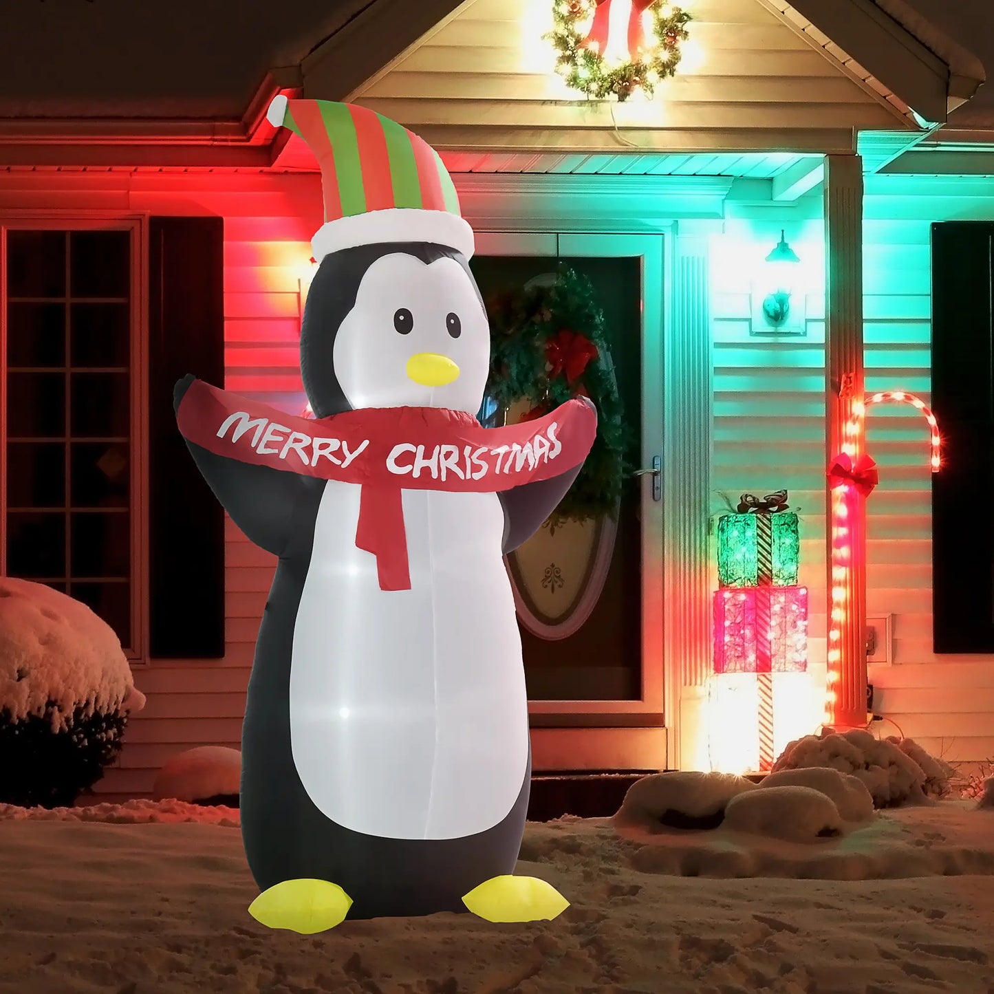 8' Inflatable Penguin LED Lights, Indoor Outdoor Christmas Decoration Christmas Inflatables at Gallery Canada