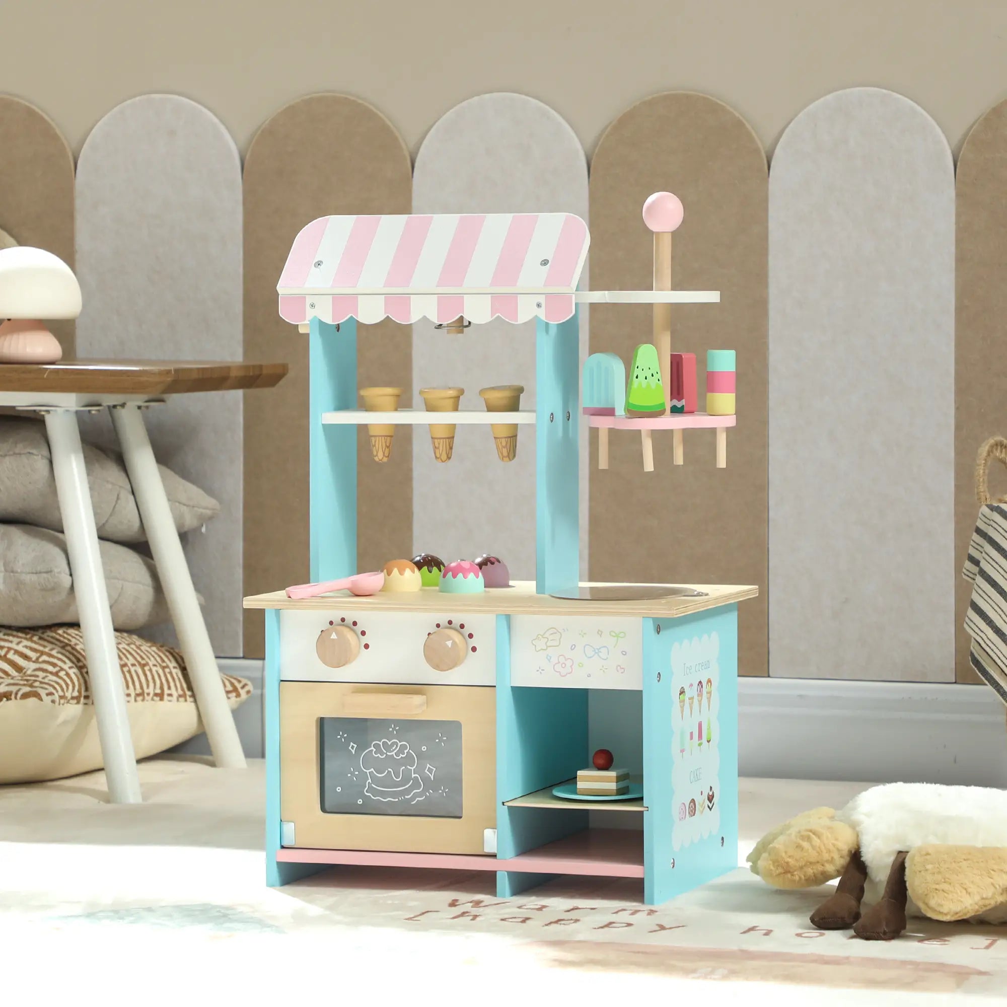 Wooden Ice Cream Toy Shop, Pretend Play Food Store with Oven, Ages 3+ Toy Playsets at Gallery Canada