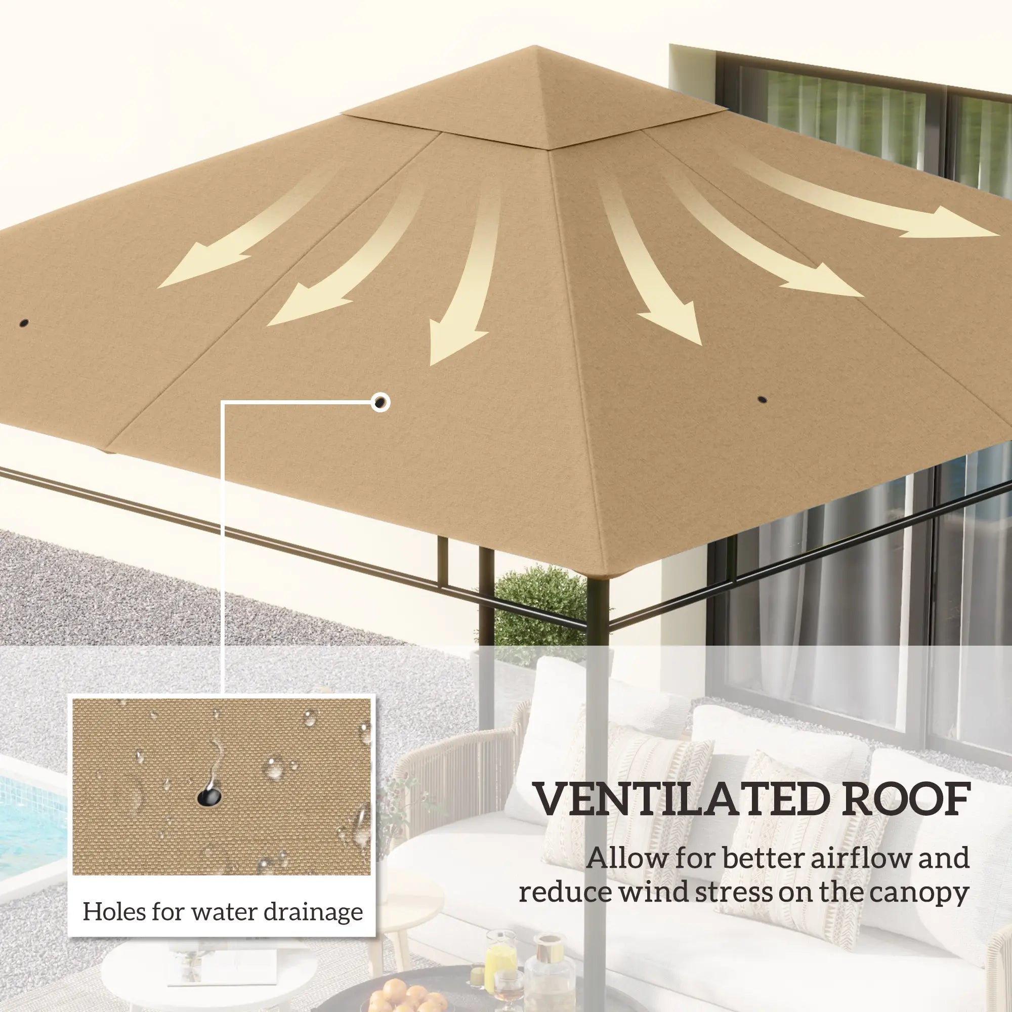 10' X 10' Square Gazebo Replacement Canopy, Beige Gazebo Canopy Replacement at Gallery Canada
