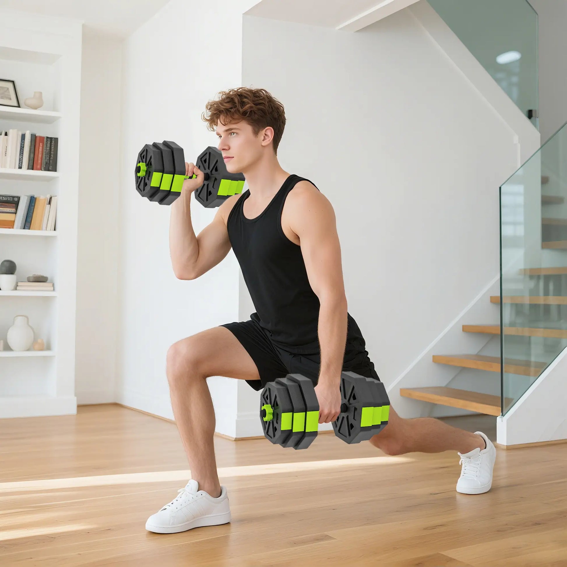 4-in-1 Adjustable Dumbbell Set, 55lbs, Green Dumbbells & Barbells at Gallery Canada