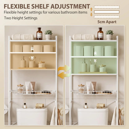 3-Tier Over-the-Toilet Storage Shelf, Adjustable Shelves, White