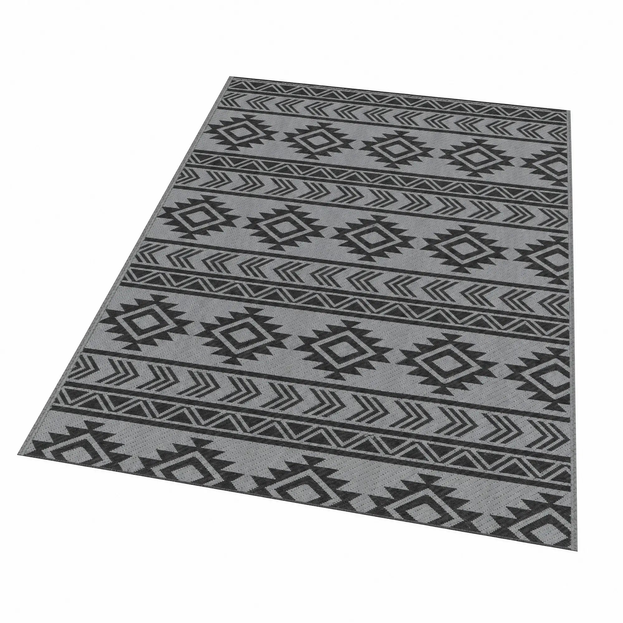 Reversible Outdoor RV Rug, Patio Mat, 6' x 9', Black & Grey Garden Decor at Gallery Canada