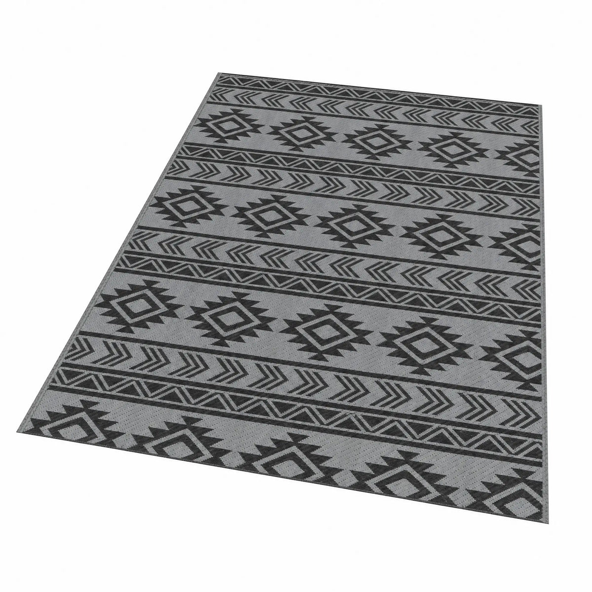 Reversible Outdoor RV Rug, Patio Mat, 6' x 9', Black & Grey Garden Decor at Gallery Canada