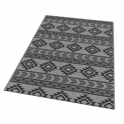 Reversible Outdoor RV Rug, Patio Mat, 6' x 9', Black & Grey Garden Decor at Gallery Canada
