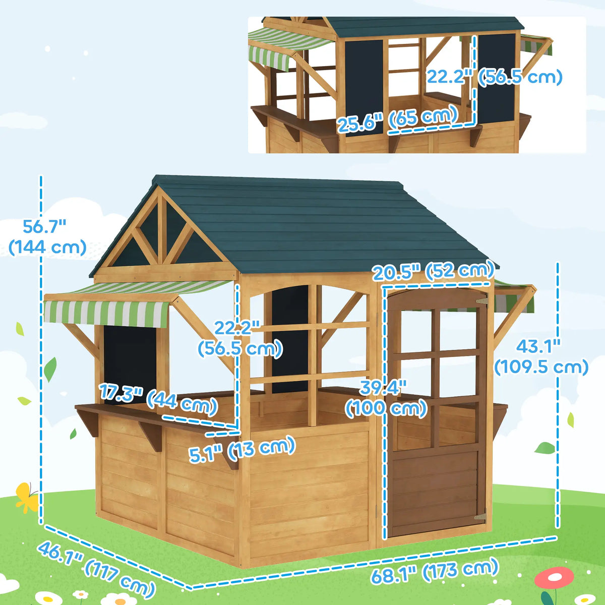 Foldable Wooden Playhouse for Kids, Snack Bar, Working Door, Brown Play Houses at Gallery Canada