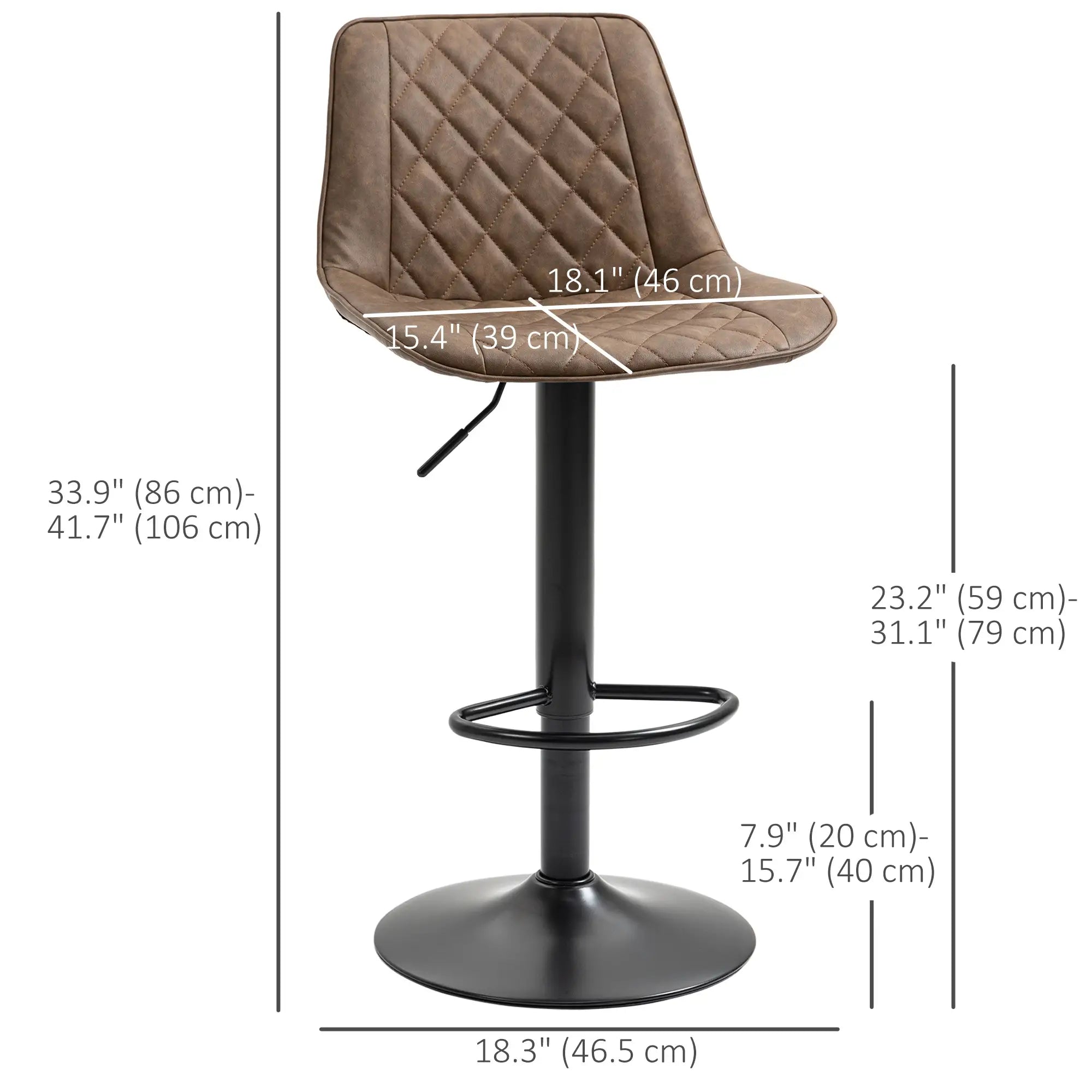 Swivel Counter Height Barstools Set of 2, Adjustable, Dark Brown Bar Stools at Gallery Canada