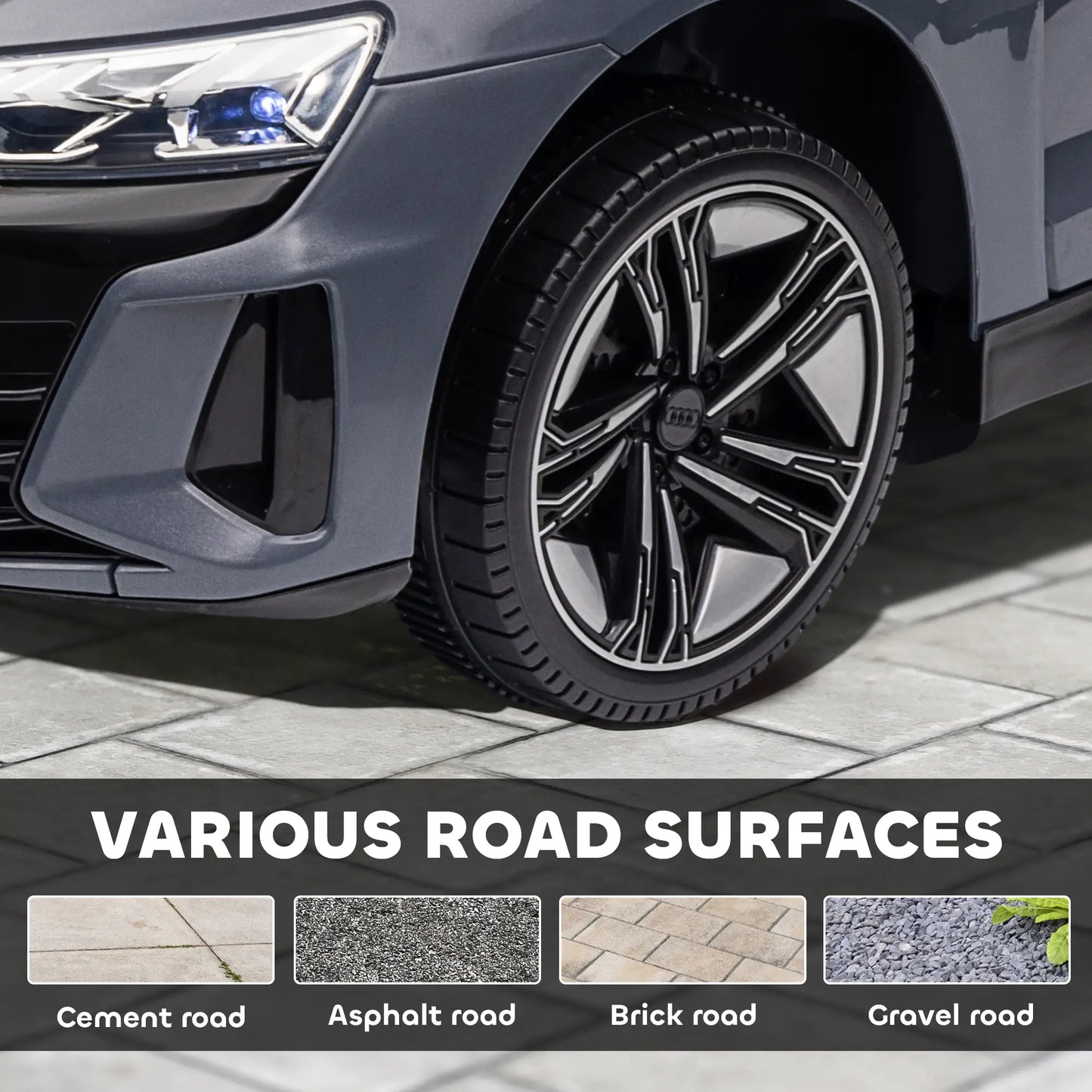 12V Ride-On Car With Remote Control, 3.1 MPH, Grey