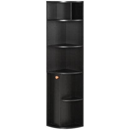 5-Tier Corner Bookcase, Storage Bookshelf, Open Compartments, Cabinet, Black Bookcases With Doors Black at Gallery Canada