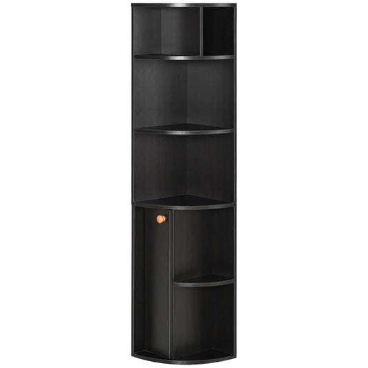 5-Tier Corner Bookcase, Storage Bookshelf, Open Compartments, Cabinet, Black Bookcases With Doors Black at Gallery Canada