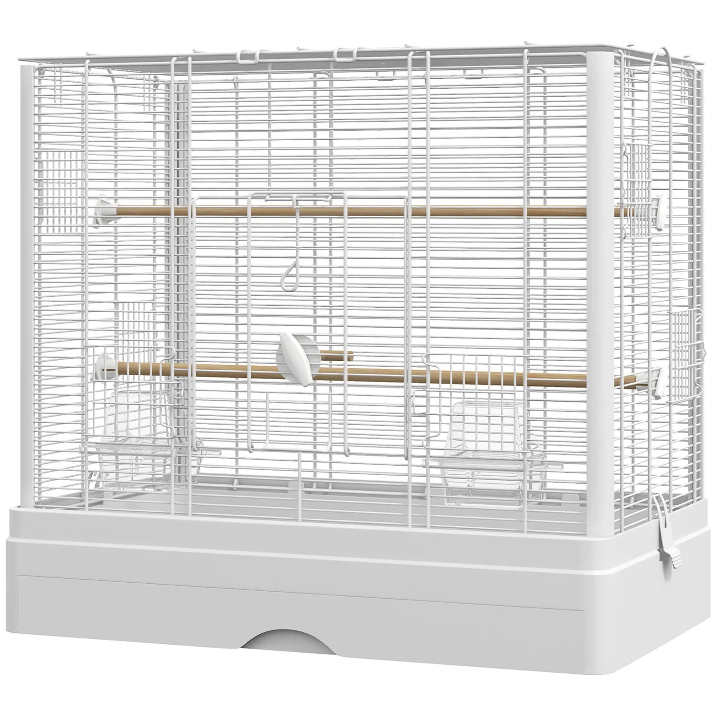 22" Bird Cage for Budgies, Finches, Canaries, Wooden Stand, White Bird Cages White at Gallery Canada