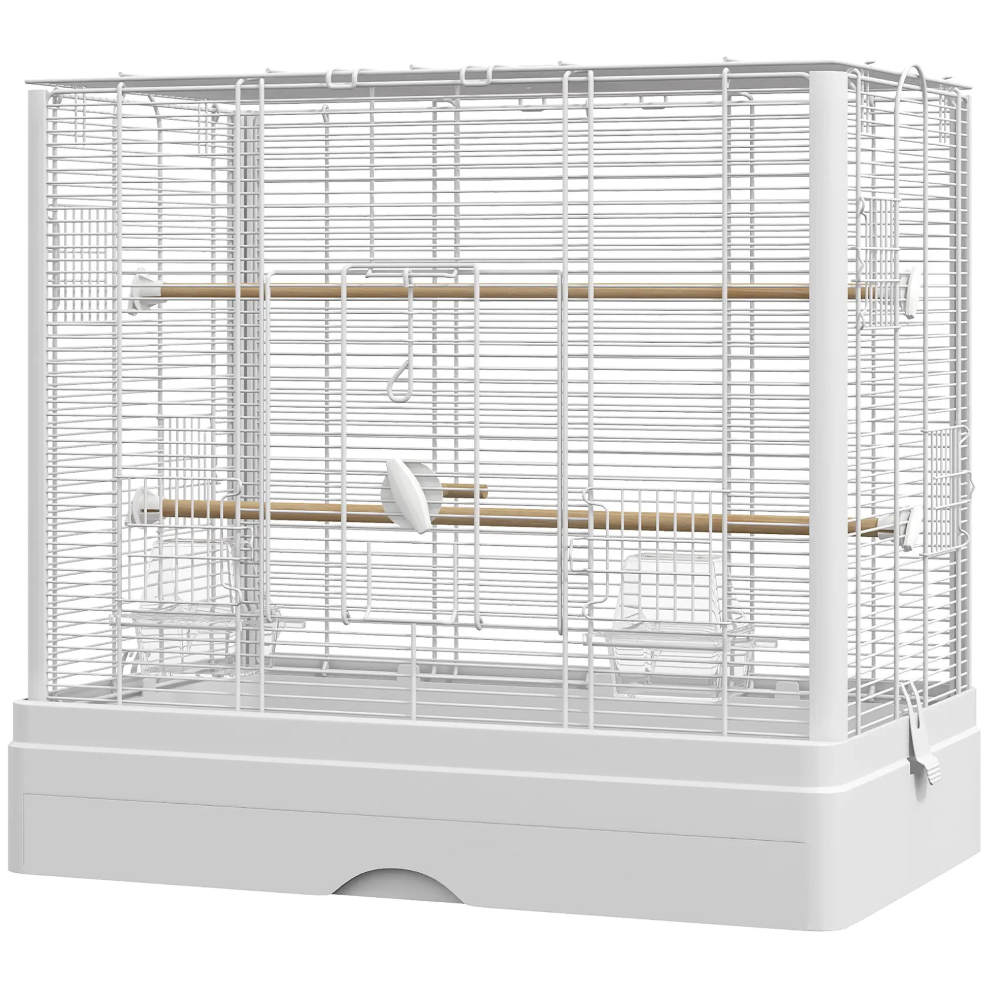 22" Bird Cage for Budgies, Finches, Canaries, Wooden Stand, White Bird Cages White at Gallery Canada