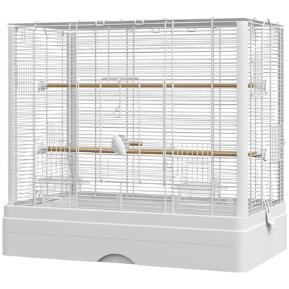 22" Bird Cage for Budgies, Finches, Canaries, Wooden Stand, White Bird Cages White at Gallery Canada