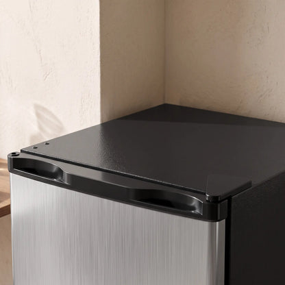 3.2 Cu Ft Mini Fridge, Single Door Compact Refrigerator, Silver