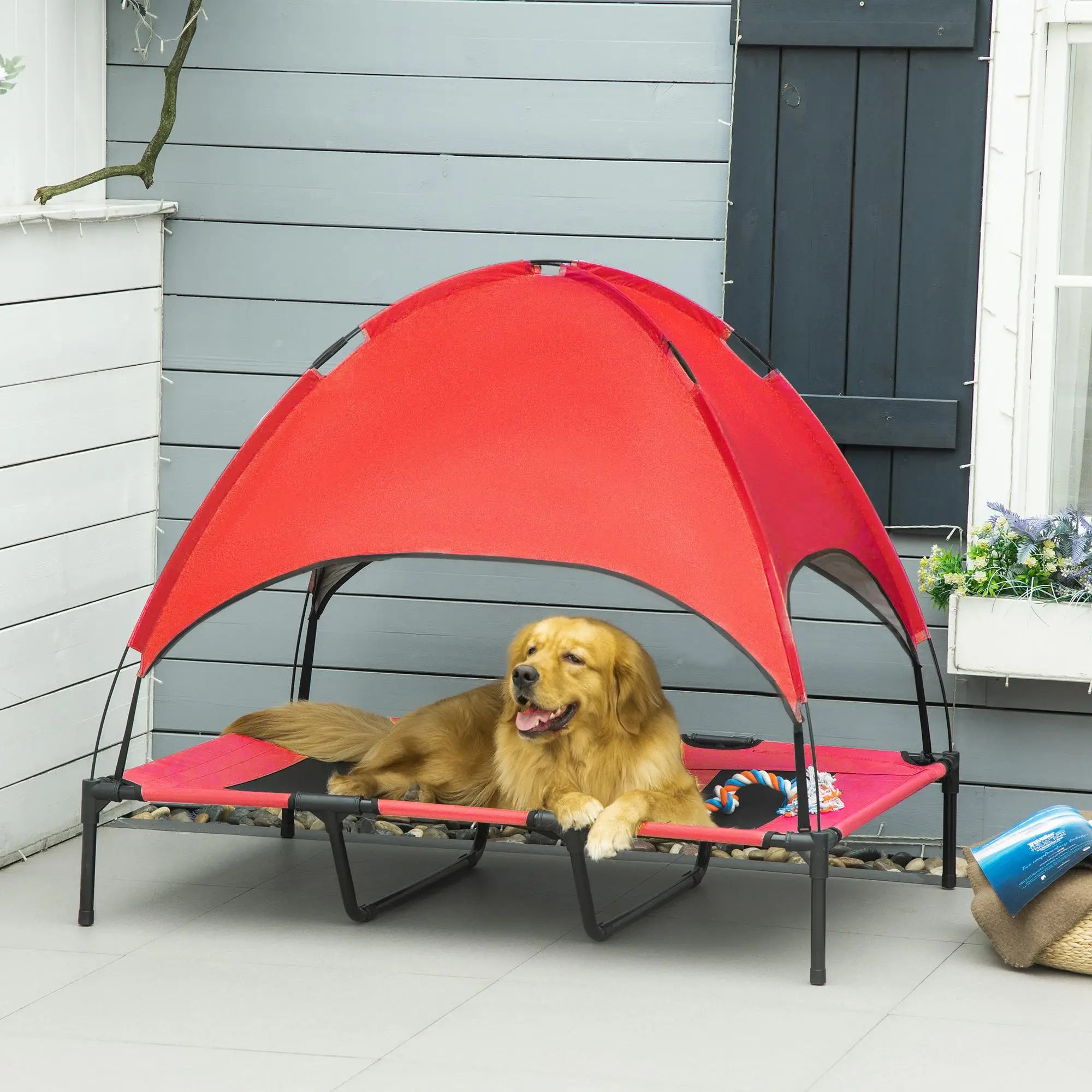 Elevated Pet Bed, Dog Cot, Portable Outdoor Indoor, Red Elevated Dog Beds at Gallery Canada