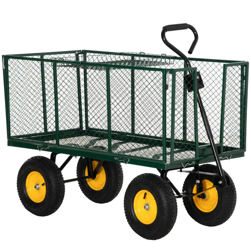 342L Utility Wagon Cart, Removable Mesh Sides, Flatbed for Beach Lawn Yard