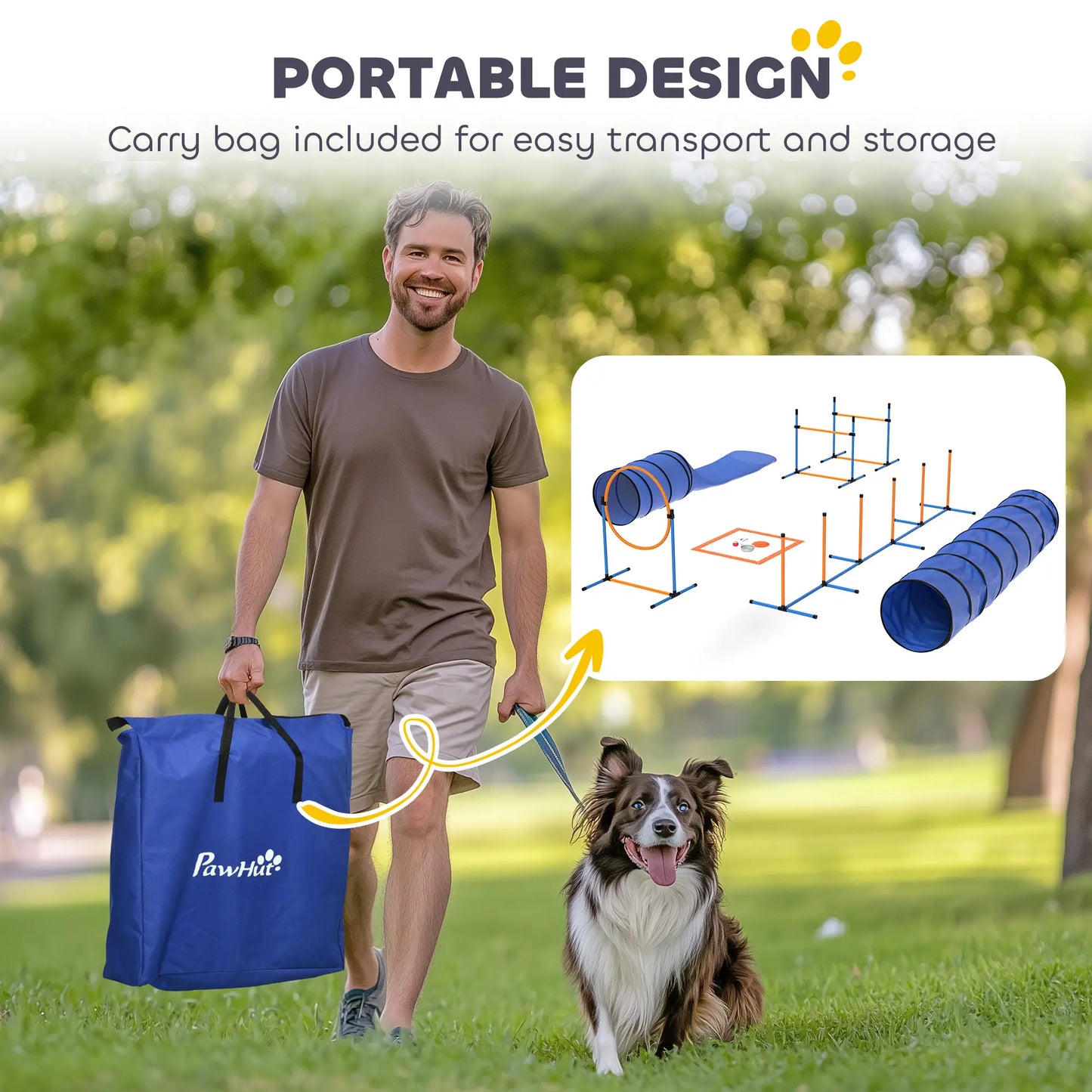 11-Piece Dog Agility Training Set, 2 Tunnels, Adjustable Jumps, Orange Blue Dog Agility Training Equipment at Gallery Canada