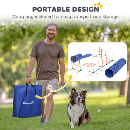 11-Piece Dog Agility Training Set, 2 Tunnels, Adjustable Jumps, Orange Blue Dog Agility Training Equipment at Gallery Canada