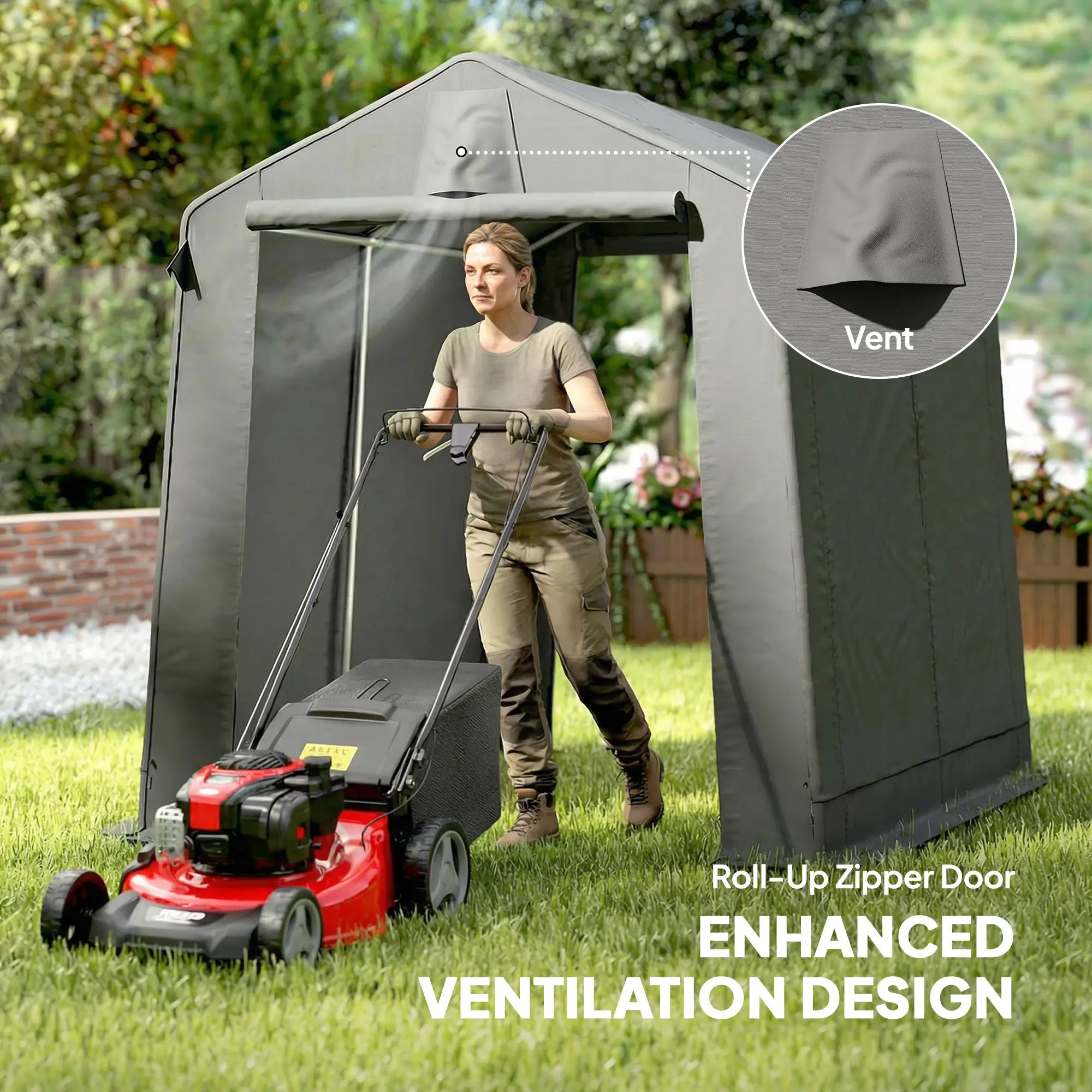 7.5' x 6.2' Portable Shed, Waterproof Bike Tent, Dark Grey Portable Shed at Gallery Canada