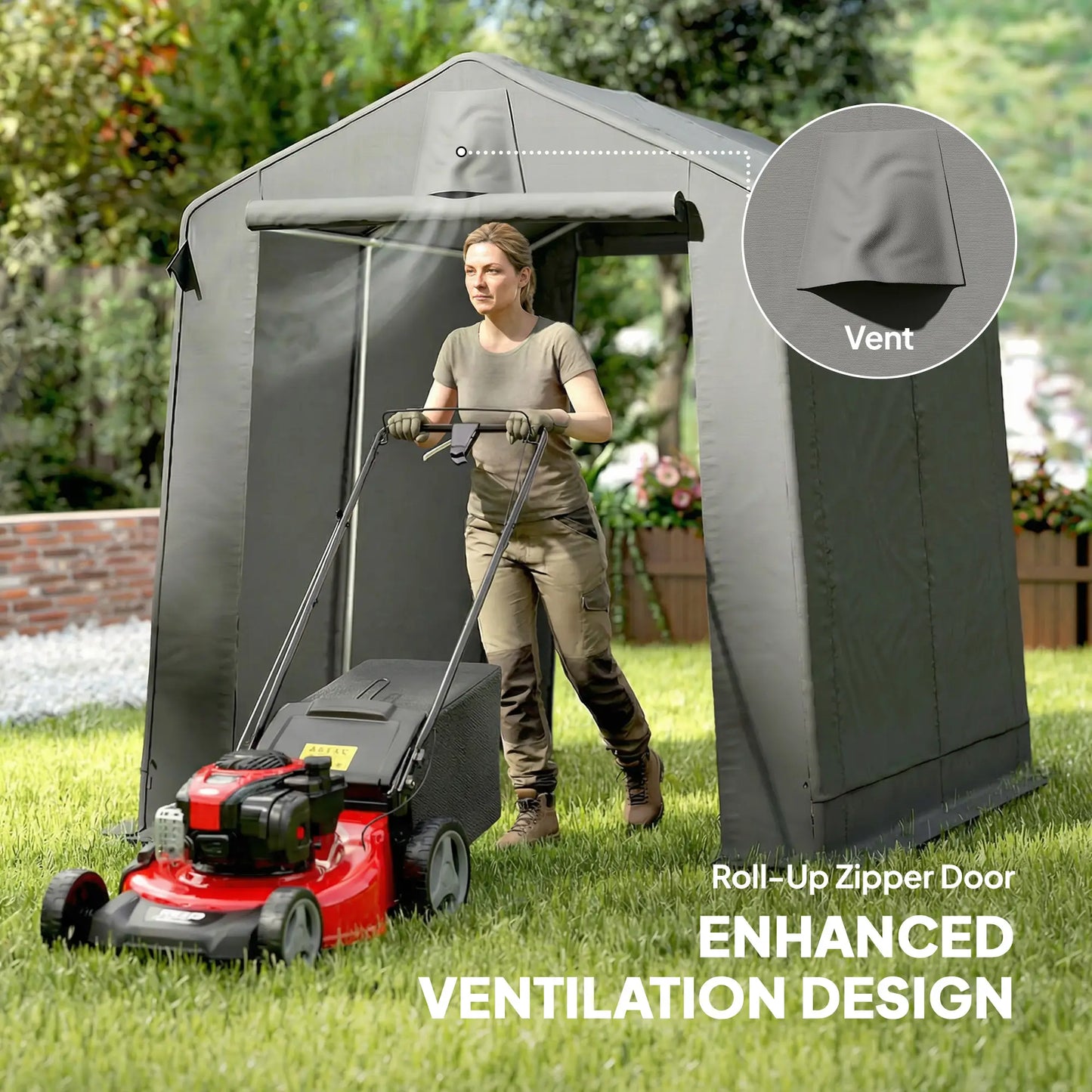 7.5' x 6.2' Portable Shed, Waterproof Bike Tent, Dark Grey Portable Shed at Gallery Canada