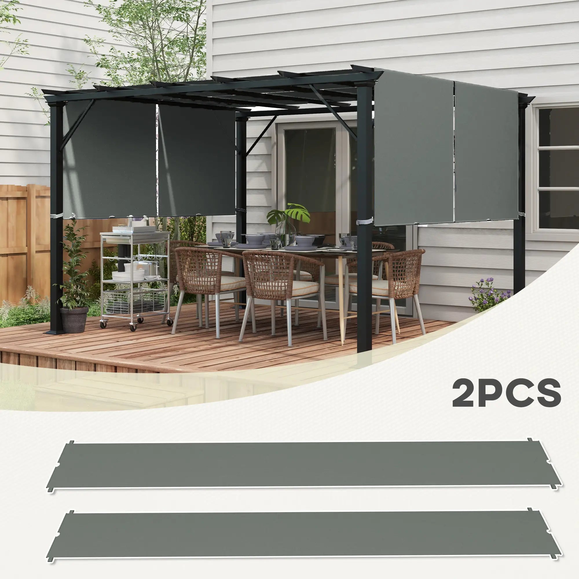 2 Pcs UV Protection Pergola Canopy, 10' x 10', Dark Grey Gazebo Canopy Replacement at Gallery Canada