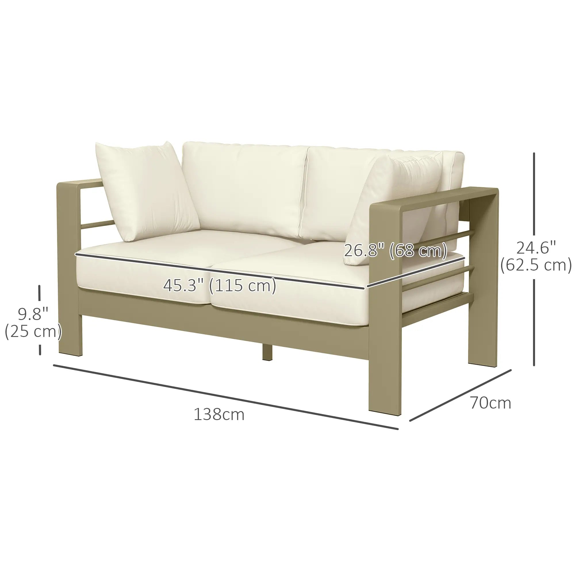 Outdoor Loveseat, Garden Sofa with Cushions, 54.3